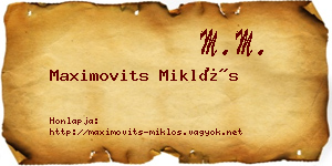 Maximovits Miklós névjegykártya